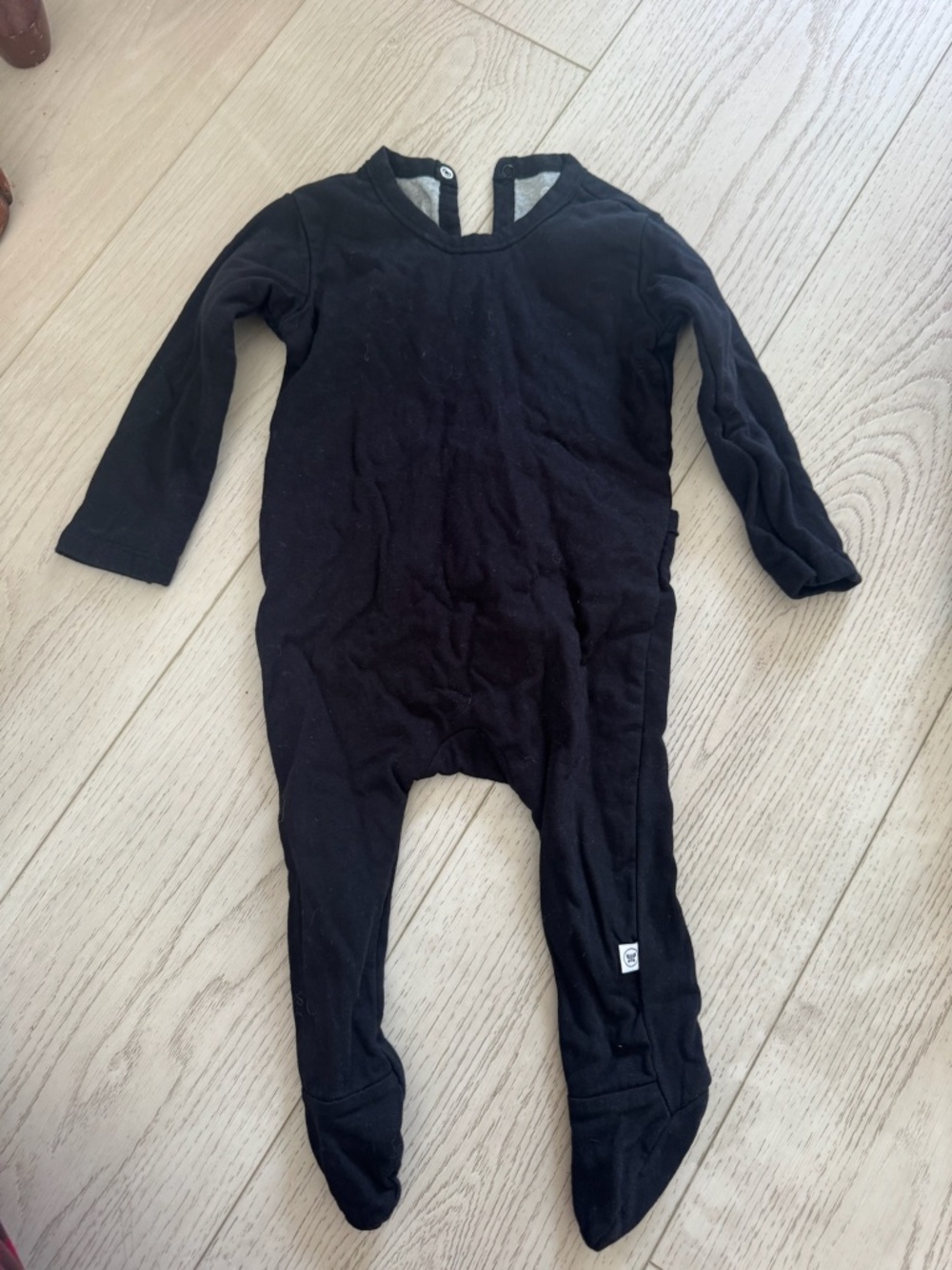 HONEST Black Onesie Baby Footed Black One Piece Long Sleeve - 3-6 Month
